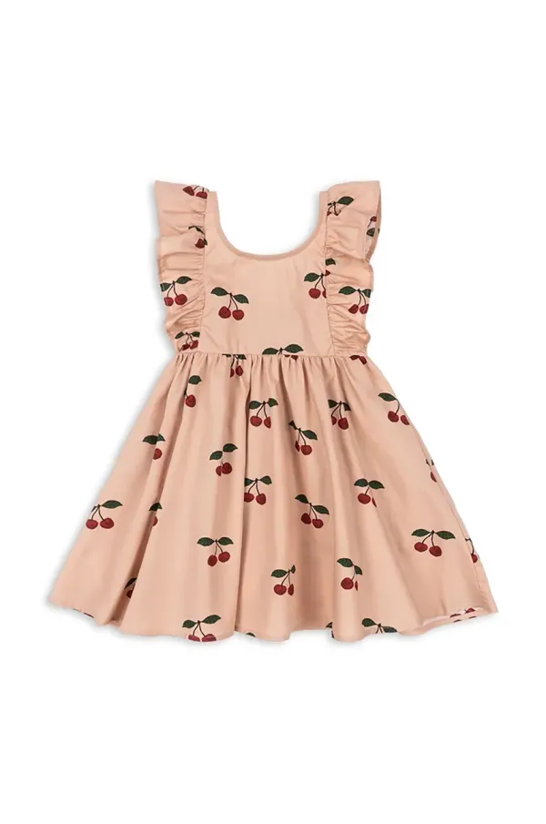 Konges Sløjd Dječja pamučna haljina Konges Sløjd VERBENA DRESS GOTS boja: ružičasta, mini, širi se prema dolje, KS102296