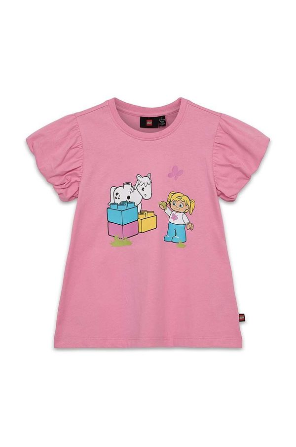 Lego Dječja pamučna haljina Lego boja: ružičasta, mini, širi se prema dolje