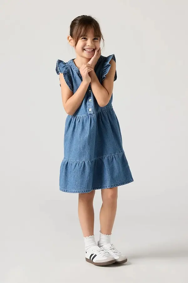 Levi's Dječja pamučna haljina Levi's FLUTTER SLEEVE BUTTON UP D