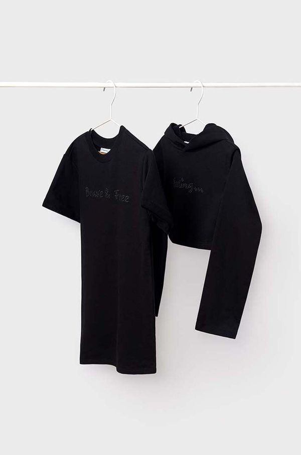 Mayoral Dječja pamučna haljina Mayoral boja: crna, mini, ravna, 7986