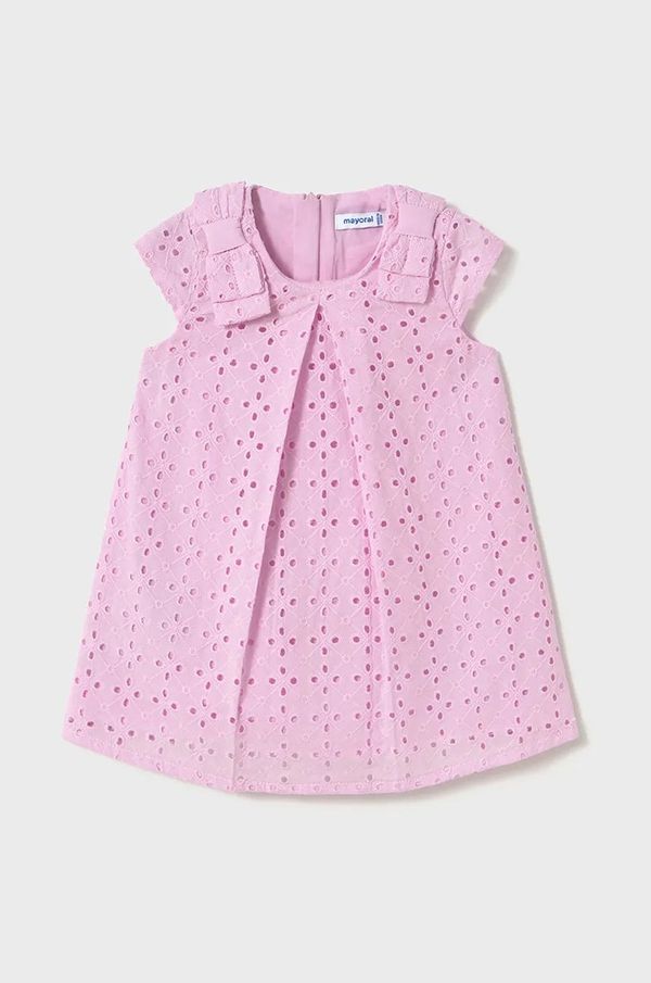 Mayoral Dječja pamučna haljina Mayoral boja: ružičasta, mini, širi se prema dolje, 1913