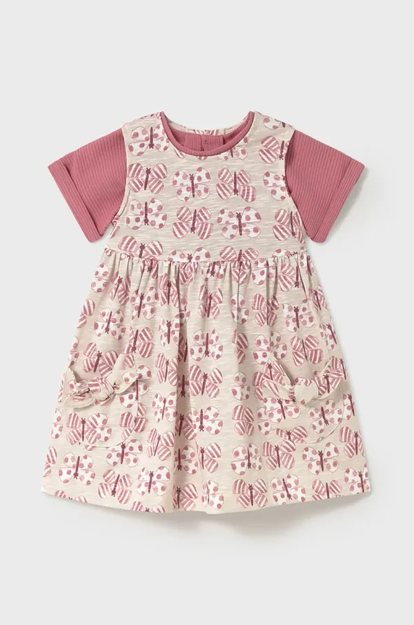 Mayoral Dječja pamučna haljina Mayoral boja: ružičasta, mini, širi se prema dolje, 1918