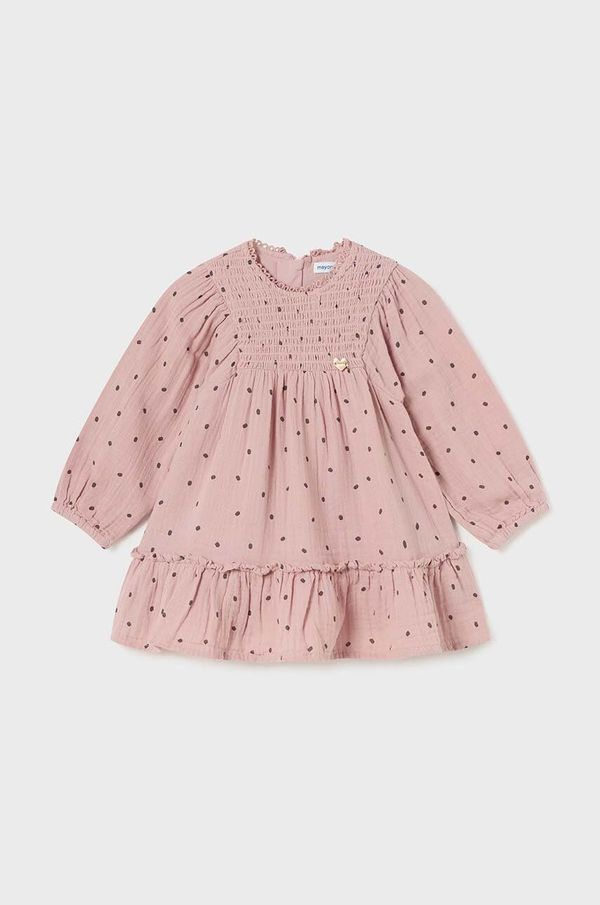 Mayoral Dječja pamučna haljina Mayoral boja: ružičasta, mini, širi se prema dolje, 2925