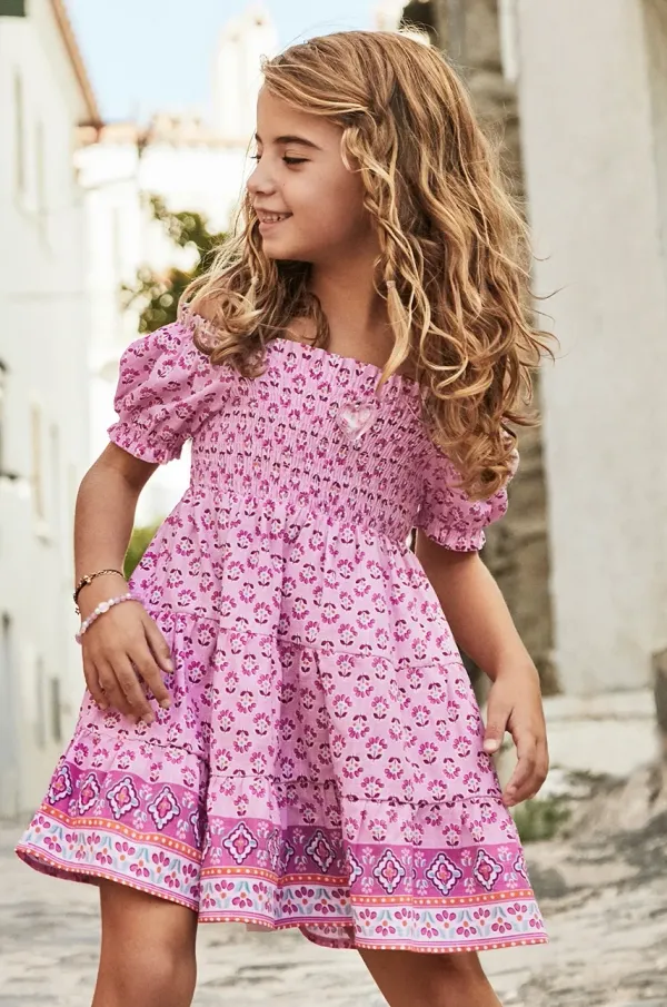 Mayoral Dječja pamučna haljina Mayoral boja: ružičasta, mini, širi se prema dolje, 3932