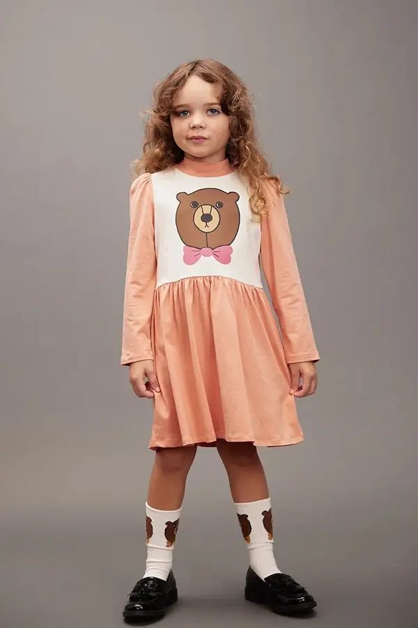 Mini Rodini Dječja pamučna haljina Mini Rodini Bear