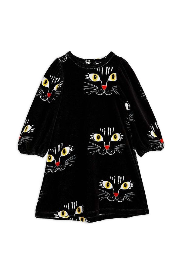 Mini Rodini Dječja pamučna haljina Mini Rodini boja: crna, mini, širi se prema dolje