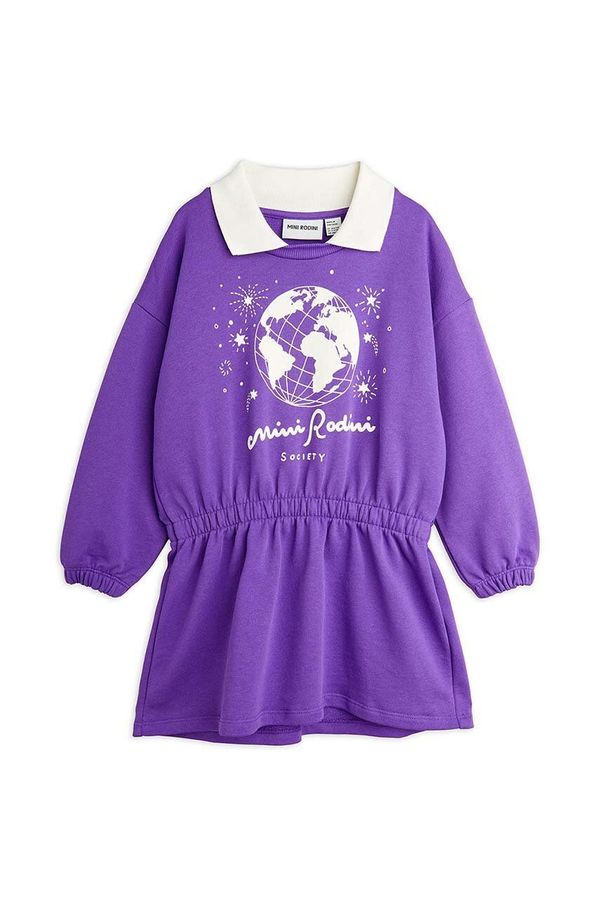 Mini Rodini Dječja pamučna haljina Mini Rodini boja: ljubičasta, mini, širi se prema dolje, 2475010645