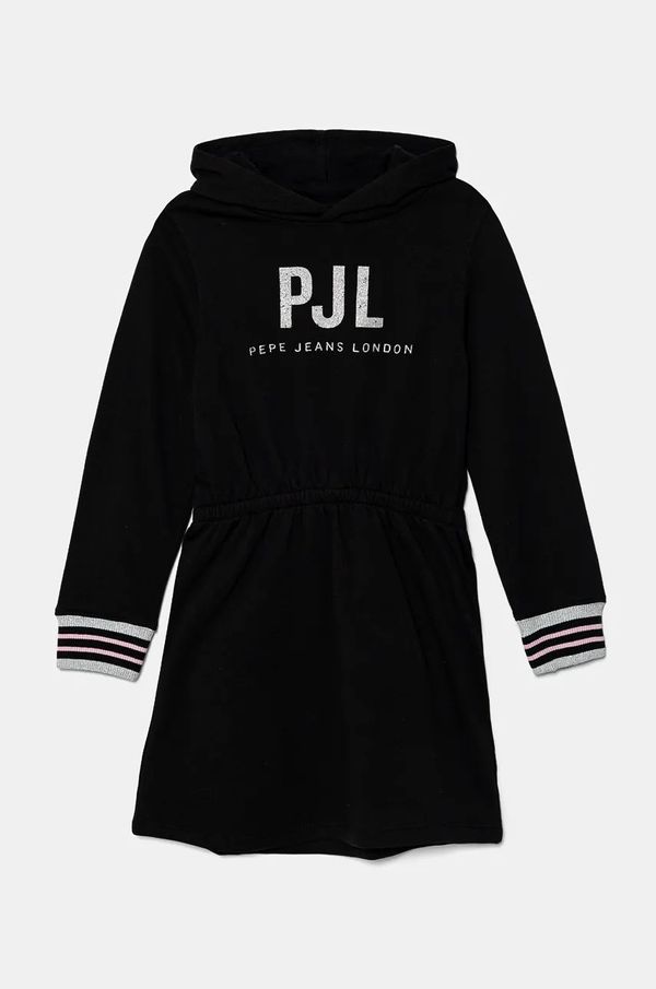Pepe Jeans Dječja pamučna haljina Pepe Jeans THAIS boja: crna, mini, širi se prema dolje, PG951675
