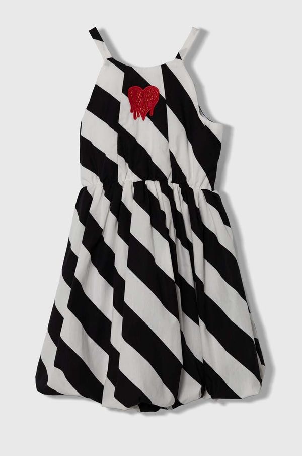 Pinko Up Dječja pamučna haljina Pinko Up boja: crna, mini, širi se prema dolje