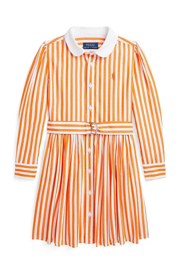 Polo Ralph Lauren Dječja pamučna haljina Polo Ralph Lauren boja: narančasta, mini, ravna, 312957443002