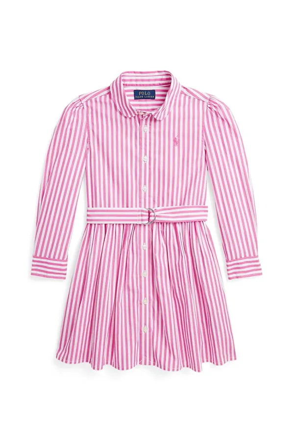 Polo Ralph Lauren Dječja pamučna haljina Polo Ralph Lauren boja: ružičasta, mini, širi se prema dolje, 312934134001