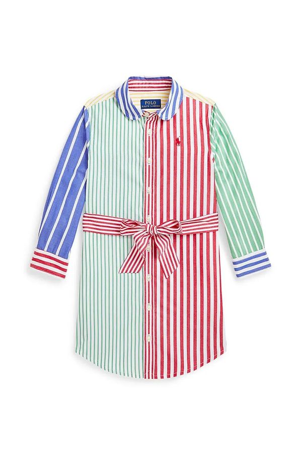 Polo Ralph Lauren Dječja pamučna haljina Polo Ralph Lauren mini, ravna, 312957447001