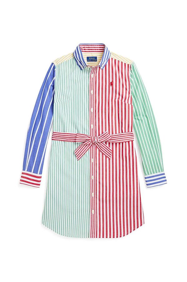 Polo Ralph Lauren Dječja pamučna haljina Polo Ralph Lauren mini, ravna, 313957447001