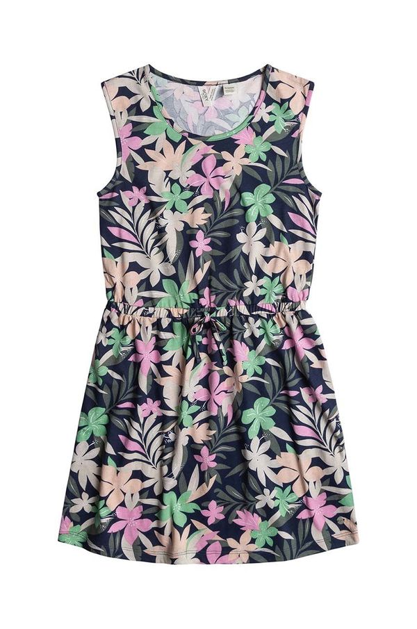 Roxy Dječja pamučna haljina Roxy SURFS UP RG boja: tamno plava, mini, širi se prema dolje