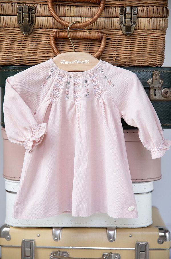 TARTINE ET CHOCOLAT Dječja pamučna haljina Tartine et Chocolat boja: ružičasta, mini, širi se prema dolje, TZ30191