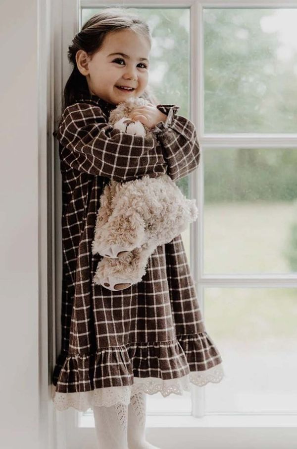 That's mine Dječja pamučna haljina That's mine Haya boja: smeđa, mini, oversize, 113528