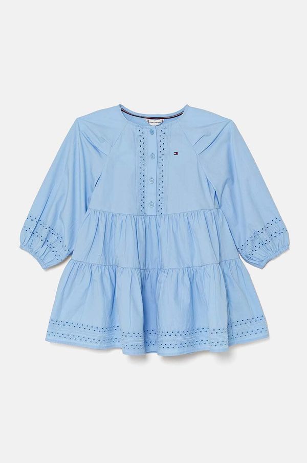 Tommy Hilfiger Dječja pamučna haljina Tommy Hilfiger mini, širi se prema dolje, KG0KG08022