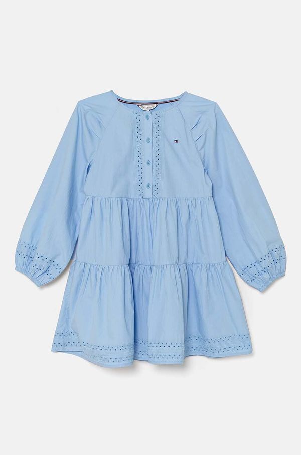 Tommy Hilfiger Dječja pamučna haljina Tommy Hilfiger mini, širi se prema dolje, KG0KG08022