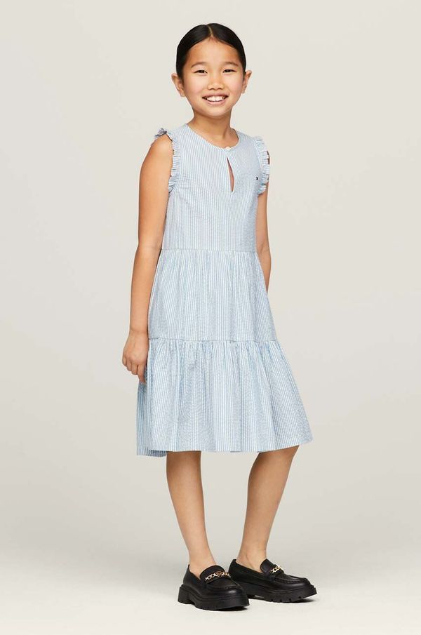 Tommy Hilfiger Dječja pamučna haljina Tommy Hilfiger mini, širi se prema dolje