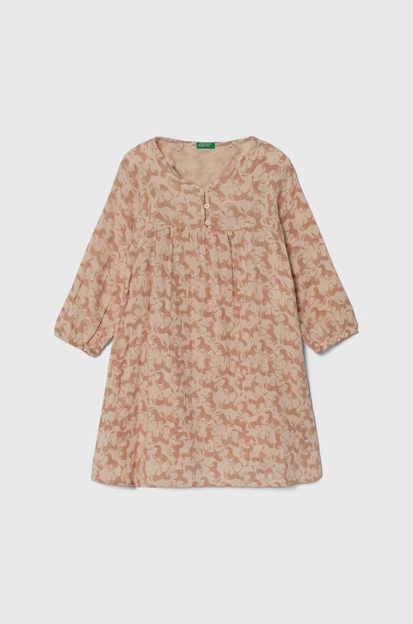 United Colors of Benetton Dječja pamučna haljina United Colors of Benetton boja: ružičasta, mini, širi se prema dolje