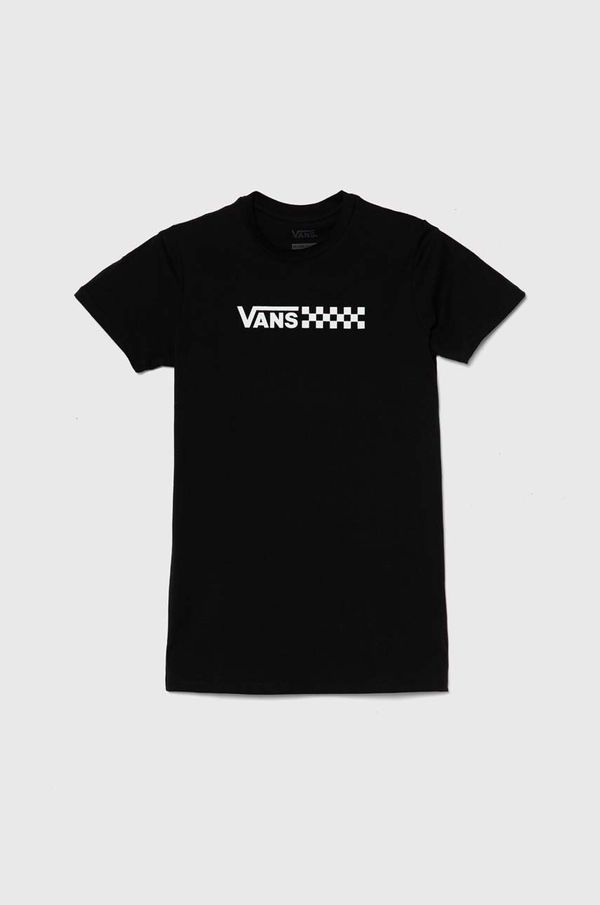 Vans Dječja pamučna haljina Vans CHALKBOARD RELAXED TEE DRESS boja: crna, mini, oversize