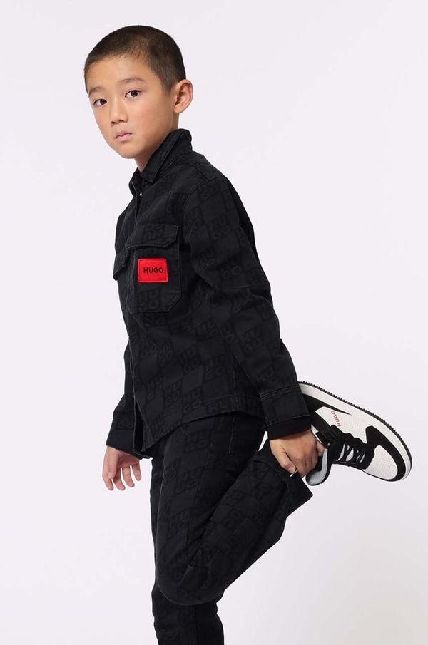 Hugo Dječja pamučna jakna HUGO boja: crna, G00202