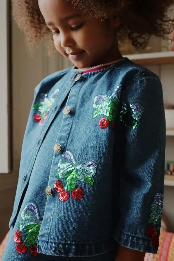 Konges Sløjd Dječja pamučna jakna Konges Sløjd MAGOT SEQUIN DENIM JACKET GOTS