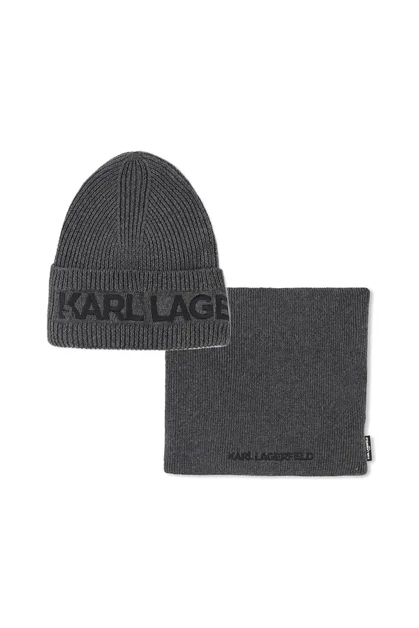 Karl Lagerfeld Dječja pamučna kapa i šal Karl Lagerfeld