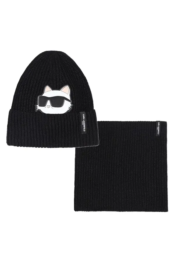 Karl Lagerfeld Dječja pamučna kapa i šal Karl Lagerfeld