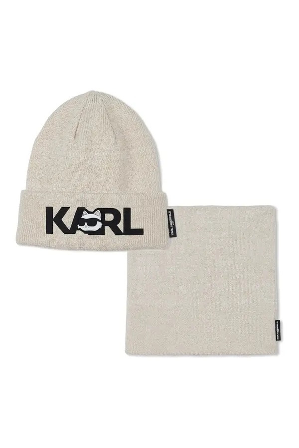 Karl Lagerfeld Dječja pamučna kapa i šal Karl Lagerfeld