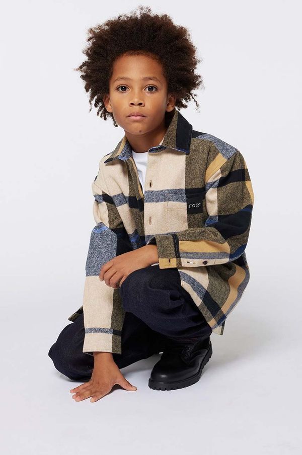 Boss Dječja pamučna košulja BOSS boja: bež, J51129