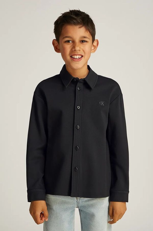 Calvin Klein Jeans Dječja pamučna košulja Calvin Klein Jeans 0 boja: crna, IB0IB02419
