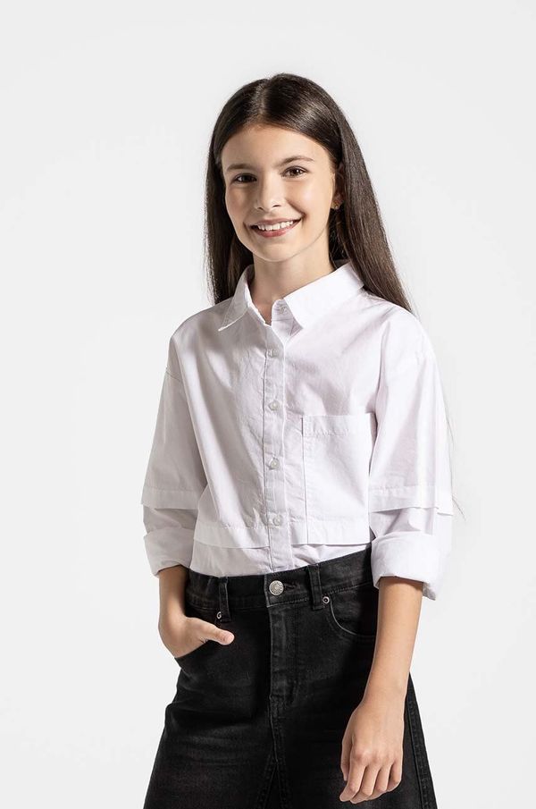 Coccodrillo Dječja pamučna košulja Coccodrillo boja: bijela, CARTOONS GIRL JUNIOR