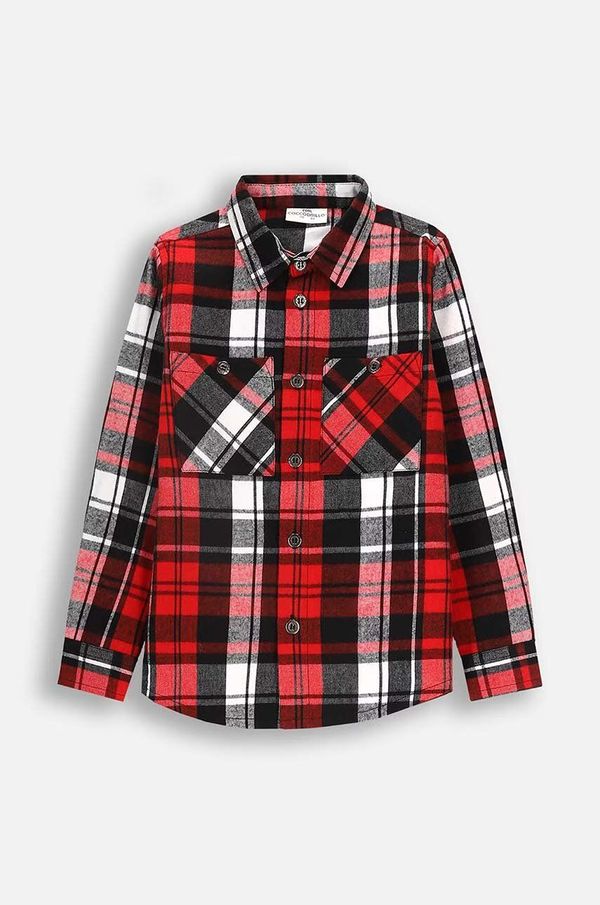 Coccodrillo Dječja pamučna košulja Coccodrillo boja: crvena, ACADEMY BOY KIDS