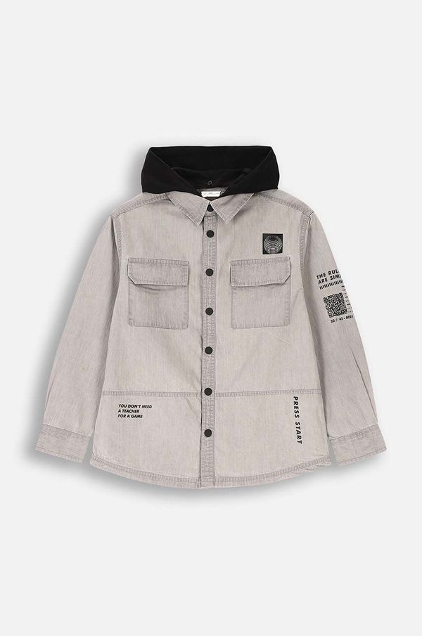 Coccodrillo Dječja pamučna košulja Coccodrillo boja: siva, WORLD OF PIXEL BOY JUNIOR