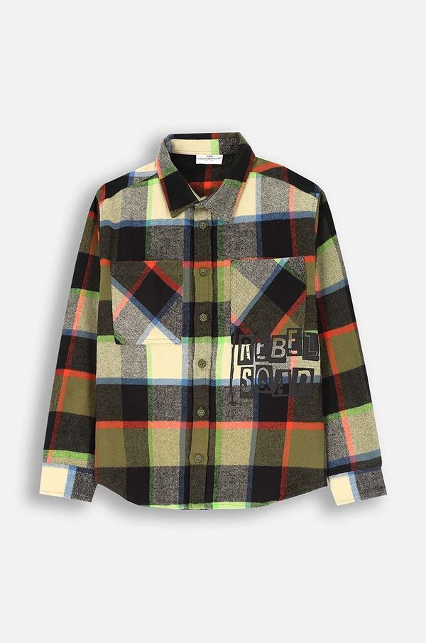 Coccodrillo Dječja pamučna košulja Coccodrillo boja: smeđa, GRUNGE SWAMP BOY JUNIOR