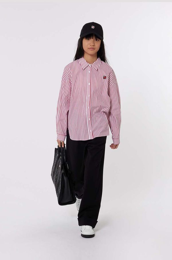 DKNY Dječja pamučna košulja Dkny boja: crvena, D62071