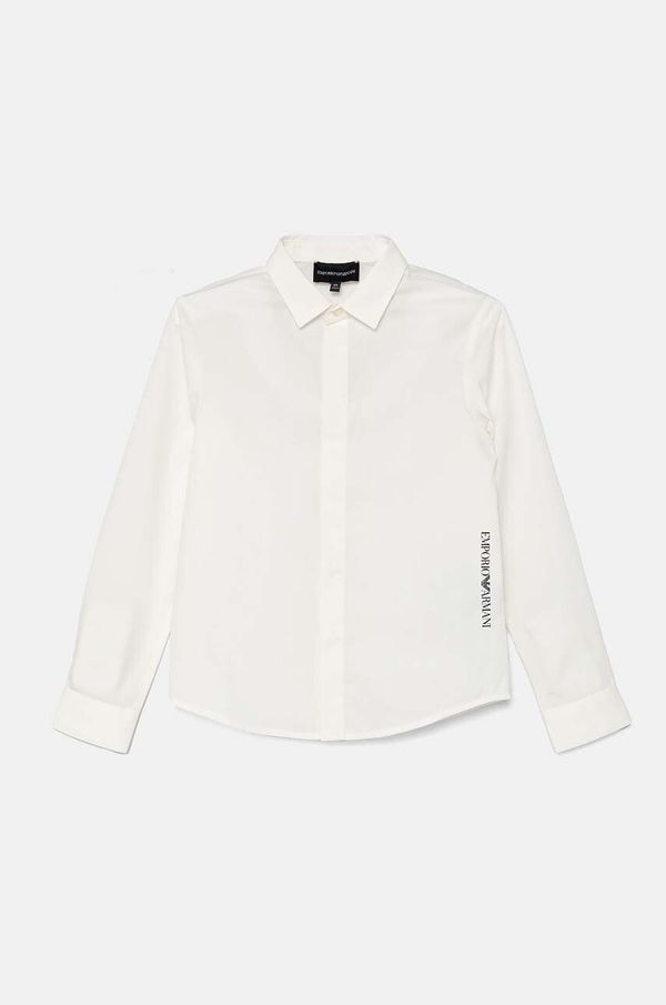 Emporio Armani Dječja pamučna košulja Emporio Armani boja: bež, 6D4CJB 4N8QZ