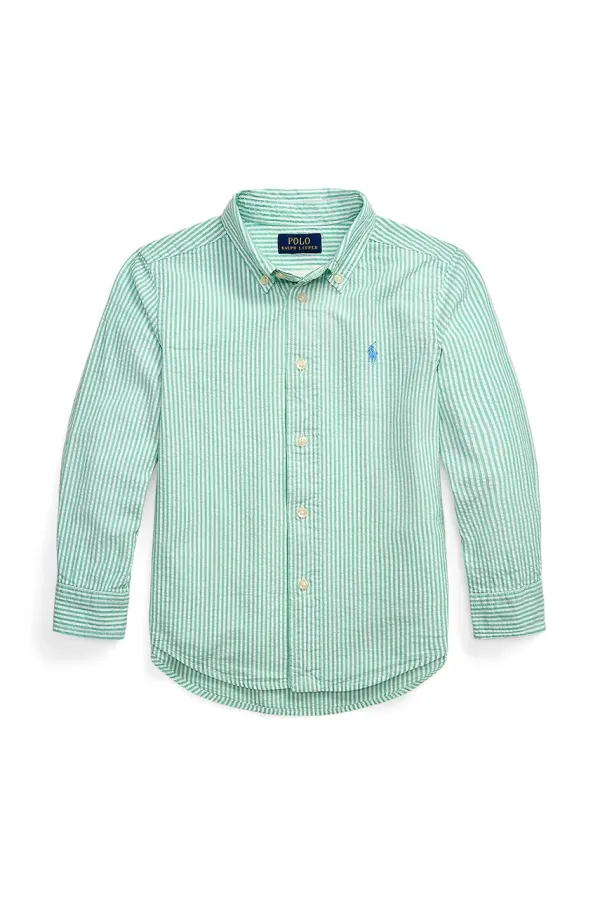 Polo Ralph Lauren Dječja pamučna košulja Polo Ralph Lauren boja: zelena, 322964692002