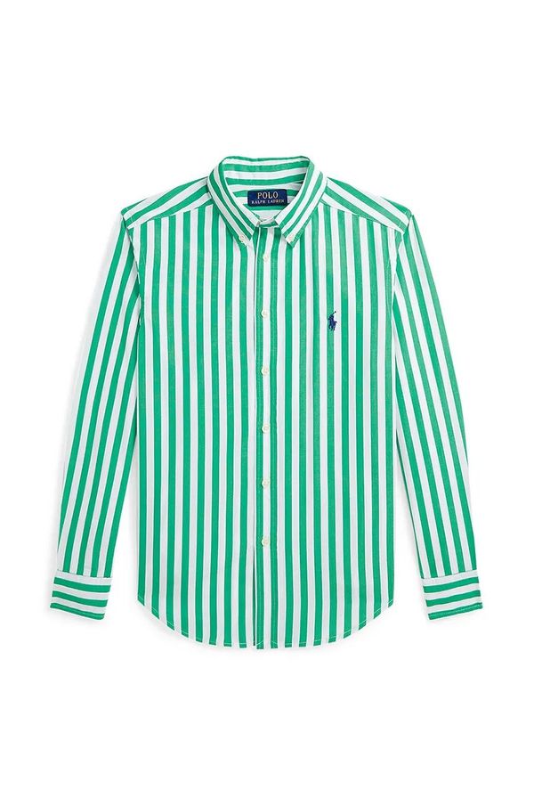 Polo Ralph Lauren Dječja pamučna košulja Polo Ralph Lauren boja: zelena, 323918249017