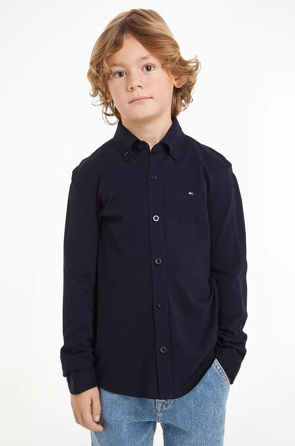 Tommy Hilfiger Dječja pamučna košulja Tommy Hilfiger boja: tamno plava, KB0KB09077