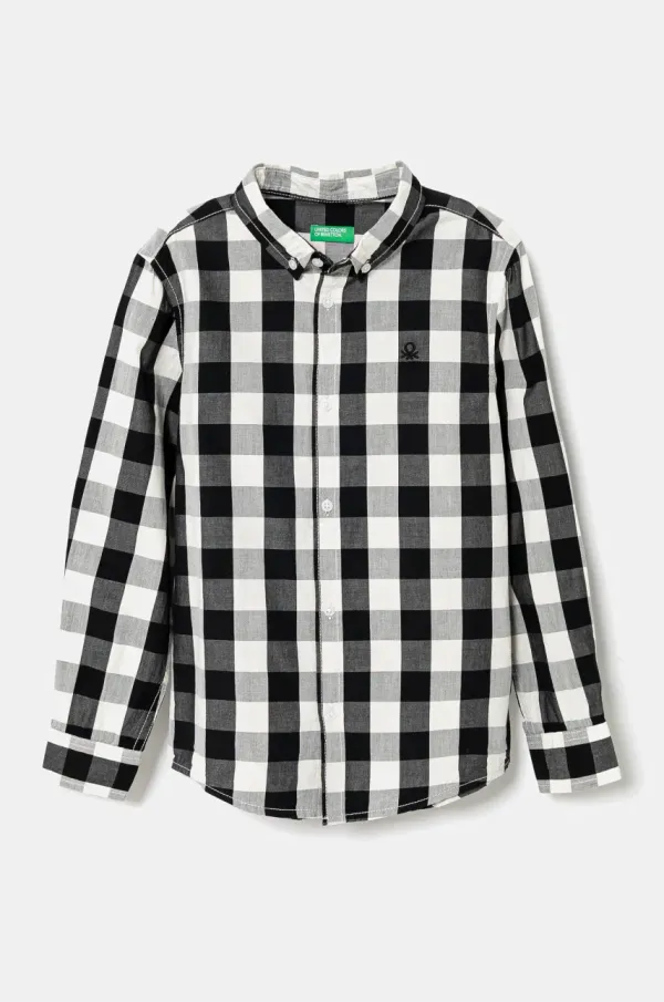 United Colors of Benetton Dječja pamučna košulja United Colors of Benetton boja: crna