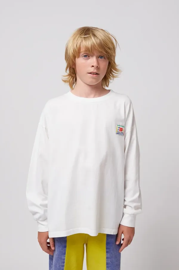 Bobo Choses Dječja pamučna majica dugih rukava Bobo Choses Hello Joy boja: bijela, s tiskom, 125AC001