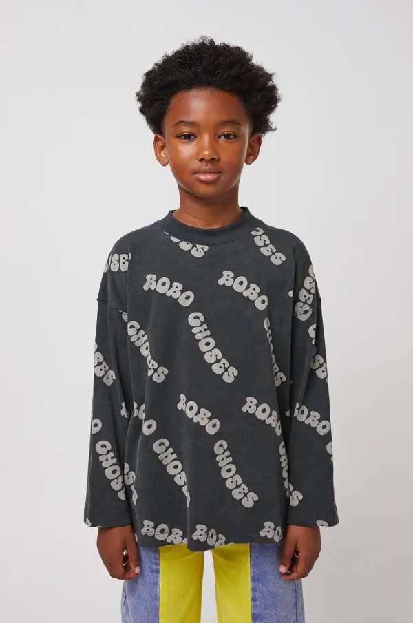 Bobo Choses Dječja pamučna majica dugih rukava Bobo Choses Wavy boja: crna, s uzorkom, 125AC002