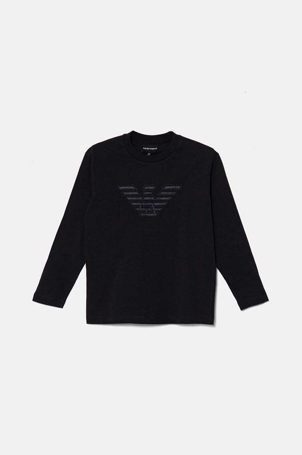 Emporio Armani Dječja pamučna majica dugih rukava Emporio Armani boja: crna, s aplikacijom, 6D4TJC 3J5VZ