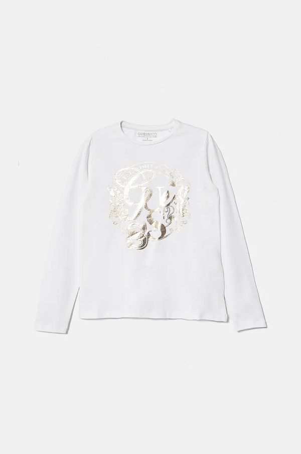 Guess Dječja pamučna majica dugih rukava Guess boja: bijela, J4BI03 J1314
