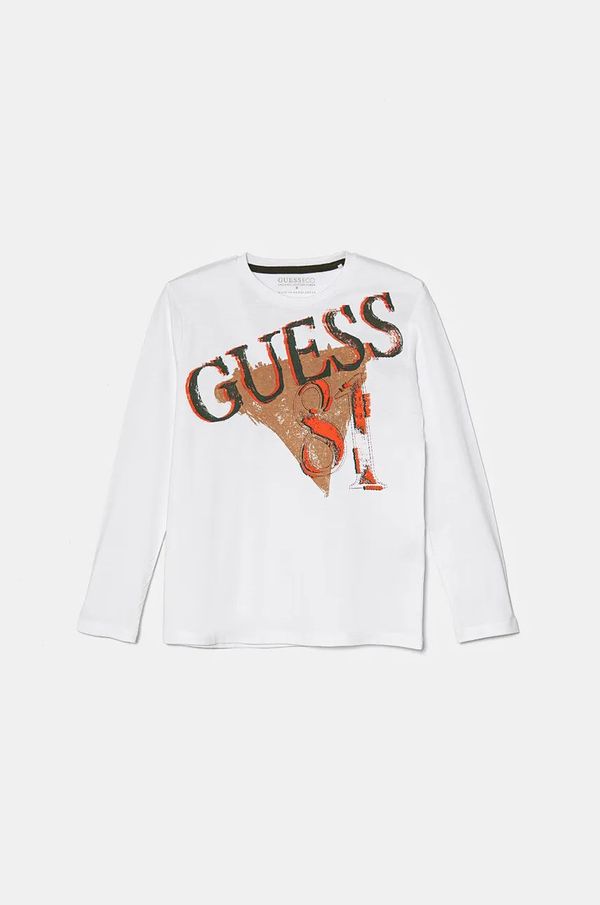 Guess Dječja pamučna majica dugih rukava Guess boja: bijela, s tiskom, L4BI03 I3Z14