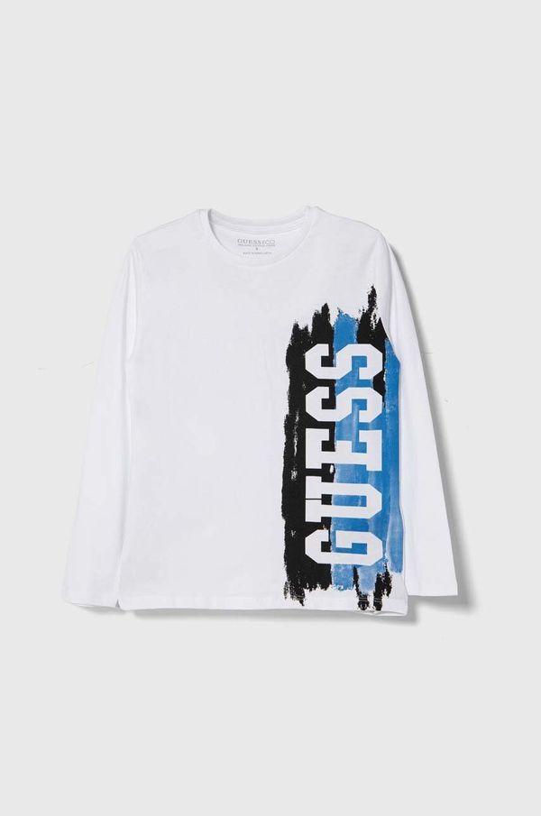 Guess Dječja pamučna majica dugih rukava Guess boja: bijela, s tiskom, L4YI01 K8HM4