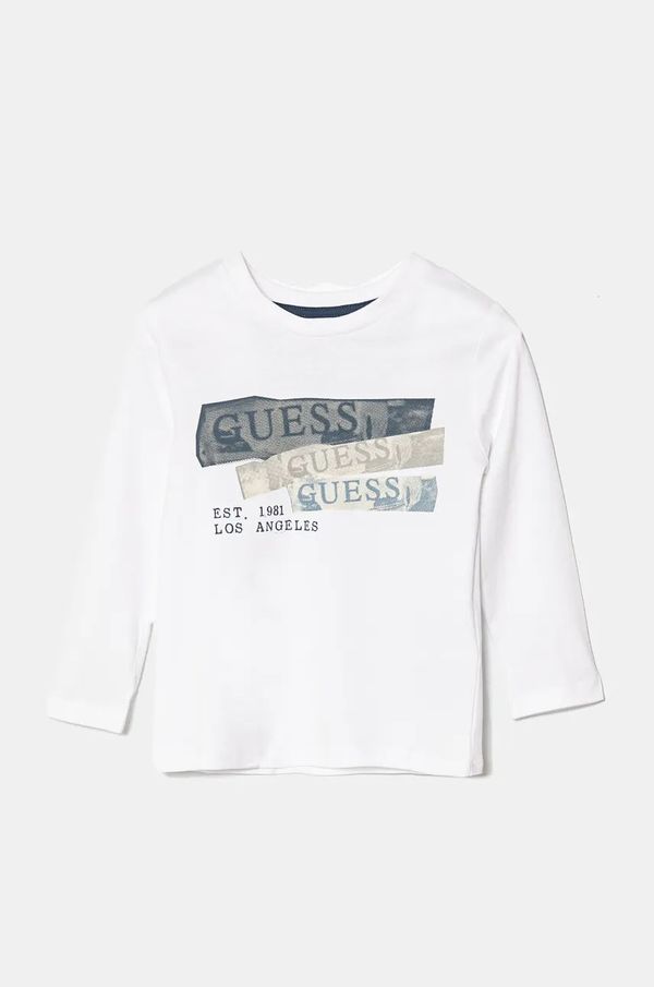 Guess Dječja pamučna majica dugih rukava Guess boja: bijela, s tiskom, N4BI20 I3Z14