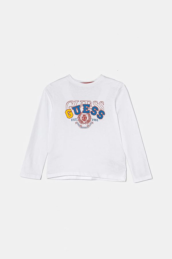 Guess Dječja pamučna majica dugih rukava Guess boja: bijela, s tiskom, N5RI01 K8HM4